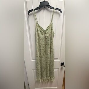No Comment Mesh Midi Pale Green Floral Whimsygoth Fairy Y2K Slip Dress S/M